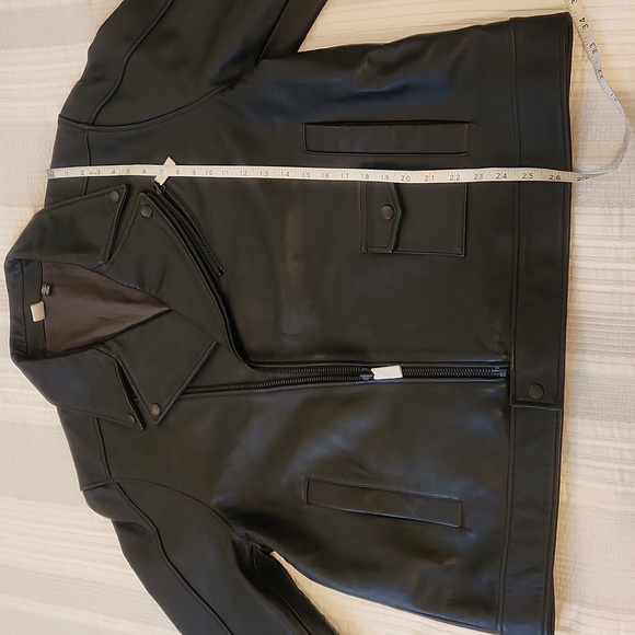 Ted Baker Carve Leather Biker Jacket in black Ted's size 6- US XXL new no tag - Picture 12 of 17